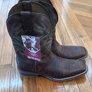 Nocona Dark Brown Leather Cowboy Boots—NWT